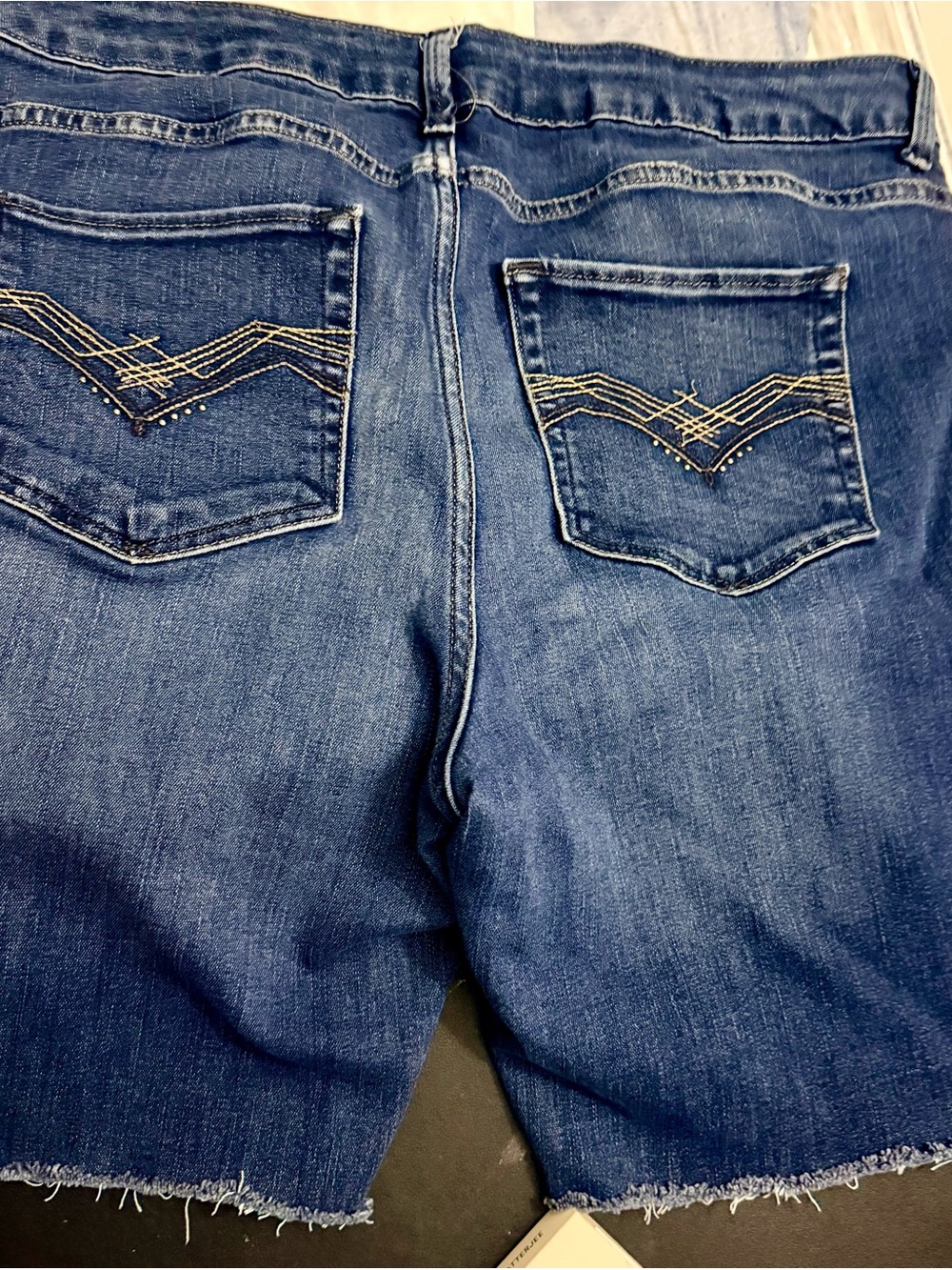 Lee Men's Dark Blue Denim Shorts with Decorative Back Pocket Stitching